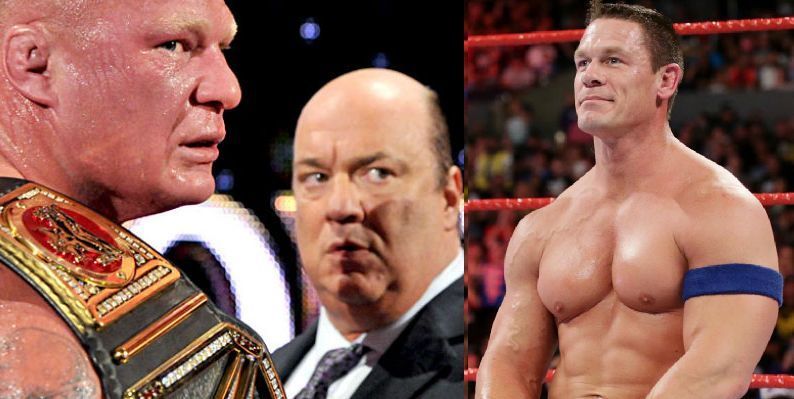 Paul Heyman, Lesnar, and Cena