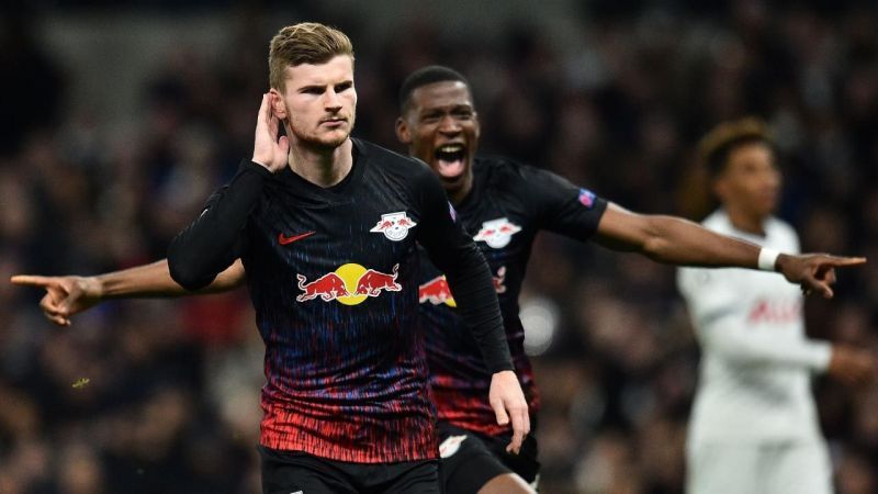 Timo Werner rejoices after scoring against Tottenham Hotspur