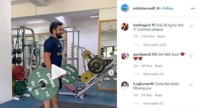 Harbhajan Singh's comment on Rohit Sharma's post