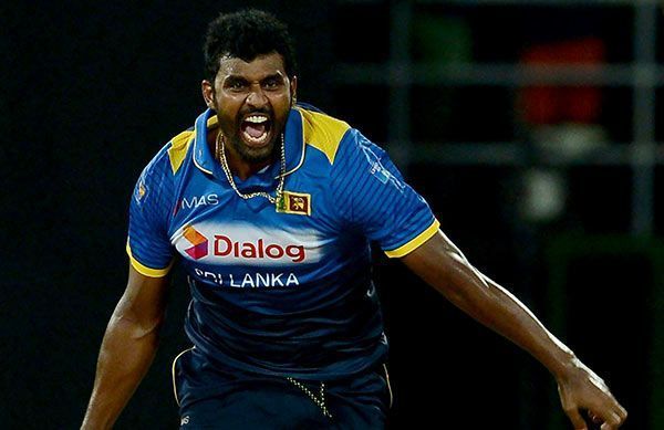 Thisara Perera wheels off in celebration.