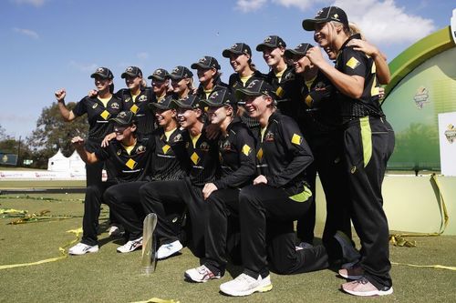 Australian Women's Team with the Tri-Series Trophy