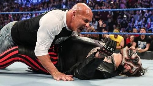 Goldberg speared "The Fiend" Bray Wyatt in a confrontation before WWE Super ShowDown!