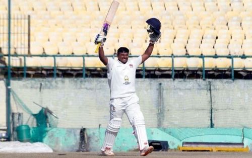 Sarfaraz Khan celebrates