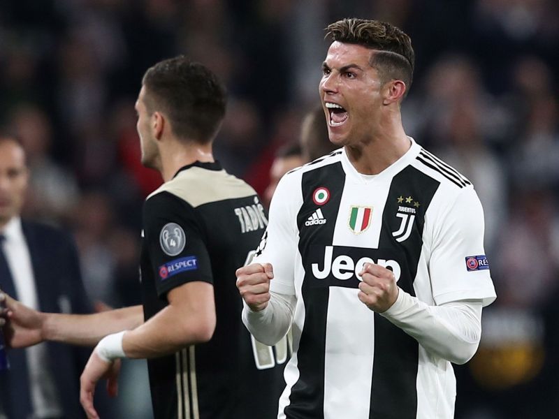 Ronaldo rejoices after scoring against Ajax in 2018-19