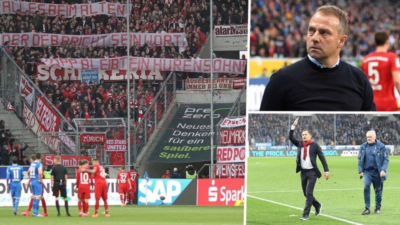 Bayern fans took to insulting banners to protest against Hoffenheim owner Dietmar Hopp today.