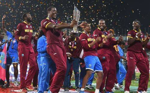 The West Indies team after winning T20 World Cup