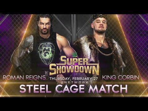 Baron Corbin faces Roman Reigns inside a steel cage