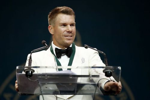 David Warner at the 2020 Australian Cricket Awards