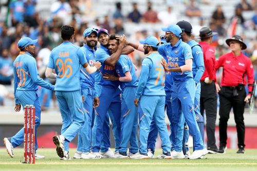 Chahal celebrating his wicket