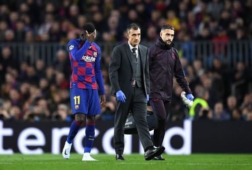 Barcelona's Ousmane Dembele is out for the rest of the season after suffering another hamstring injury