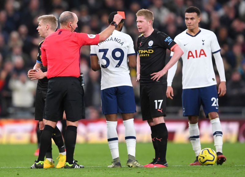 Oleksandr Zinchenko was dismissed for a cynical foul, turning the game in Spurs' favour