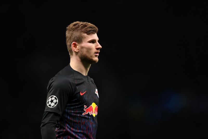 Timo Werner playing for RB Leipzig v Tottenham Hotspur in the UEFA Champions League Round of 16