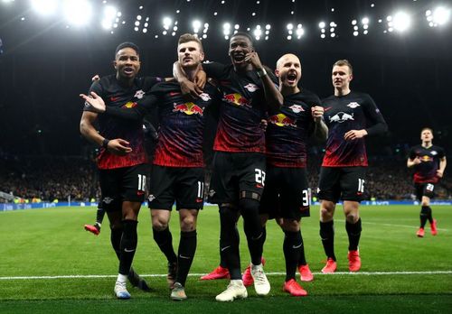 Timo Werner (second from left) scored the only goal in RB Leipzig's 1-0 win over Tottenham in the first leg 