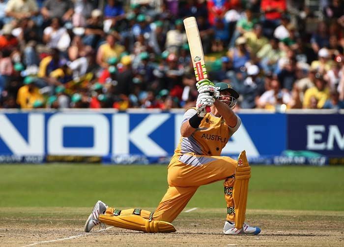 Matthew Hayden during his unbeaten innings of 181 against New Zealand in Hamilton in 2007