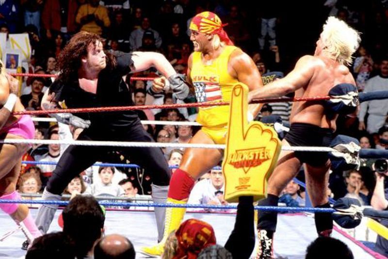 The Undertaker, Hulk Hogan, and Ric Flair in the 1992 Royal Rumble