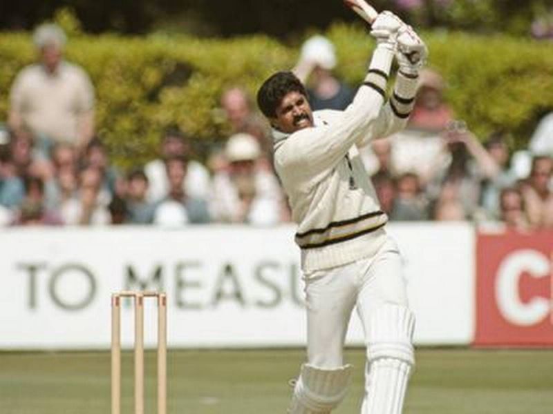 Kapil Dev in action for India