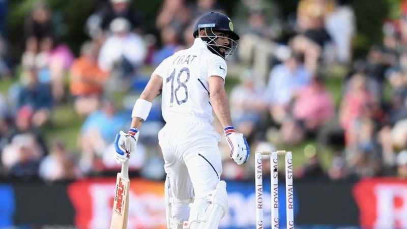 Virat Kohli in action against New Zealand in the first Test in Wellington