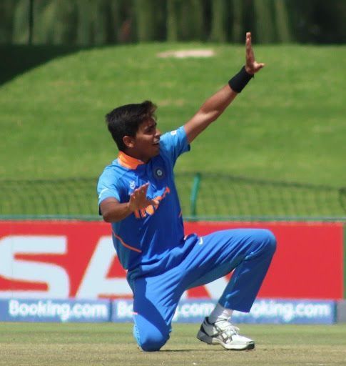 Kartik Tyagi celebrating a wicket