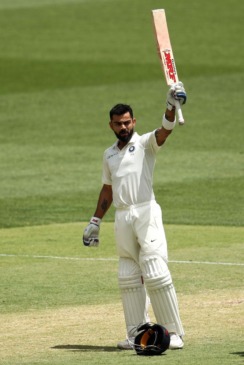 Virat Kohli celebrating his hundred