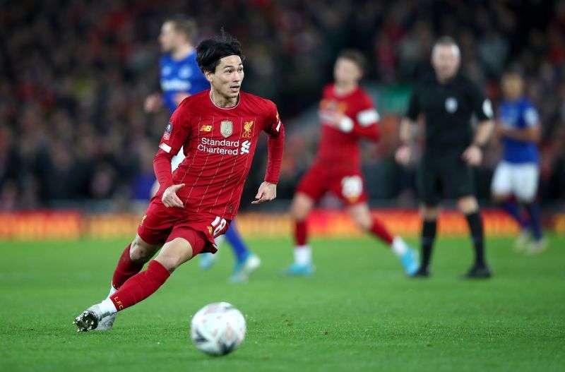 Liverpool's new signing Minamino against Everton in the Premier League