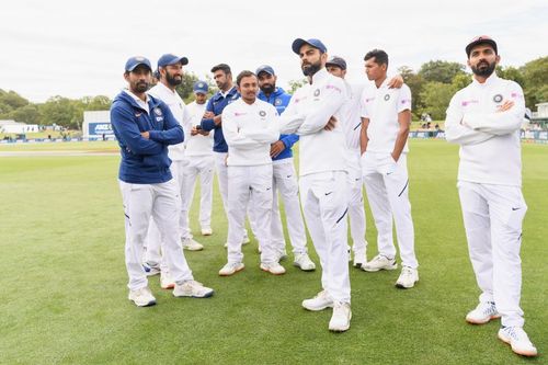 India's cricket team posing