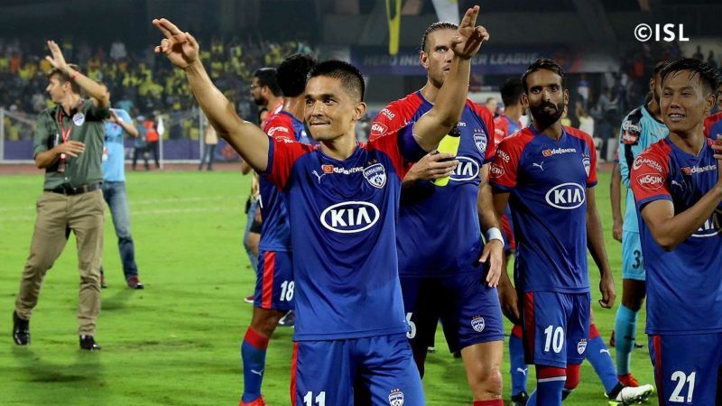 Sunil Chhetri celebrating a win (Photo Credit: ISL)