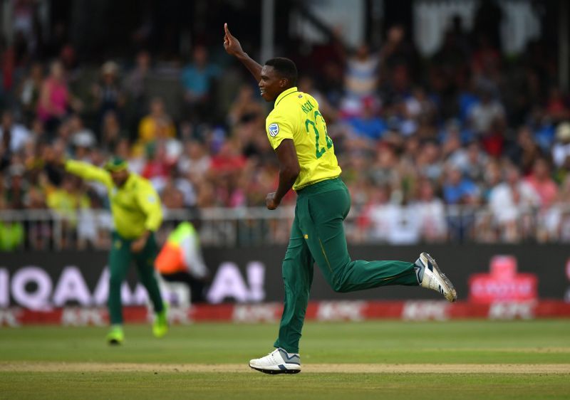 Lungi Ngidi celebrating a wicket