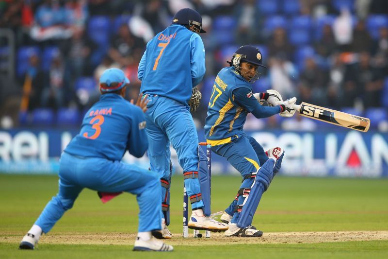Mahela Jayawardena in action against India