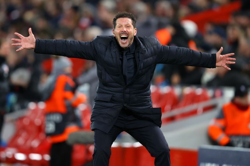 Atletico Madrid's manager Diego Simeone is overcome with joy