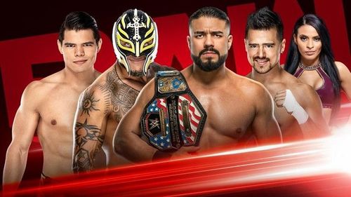 Humberto Carrillo, Rey Mysterio, Andrade, Angel Garza and Zelina Vega.