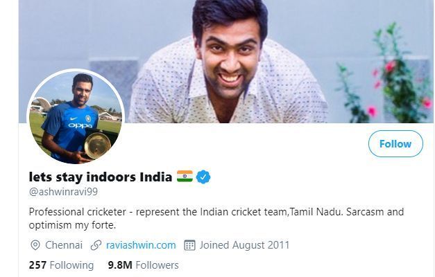 r ashwin twitter profile