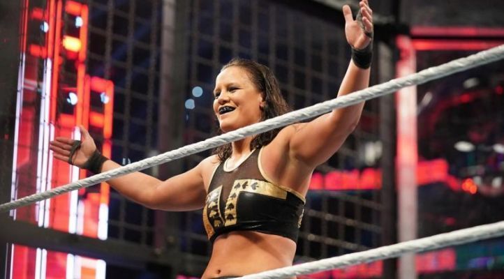 Shayna Baszler celebrating her dominant victory in the Elimination Chamber Match.