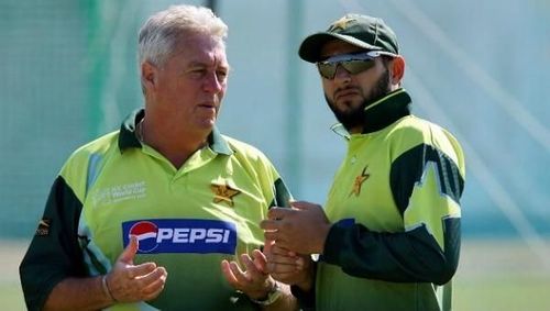 Bob Woolmer with Shahid Afridi