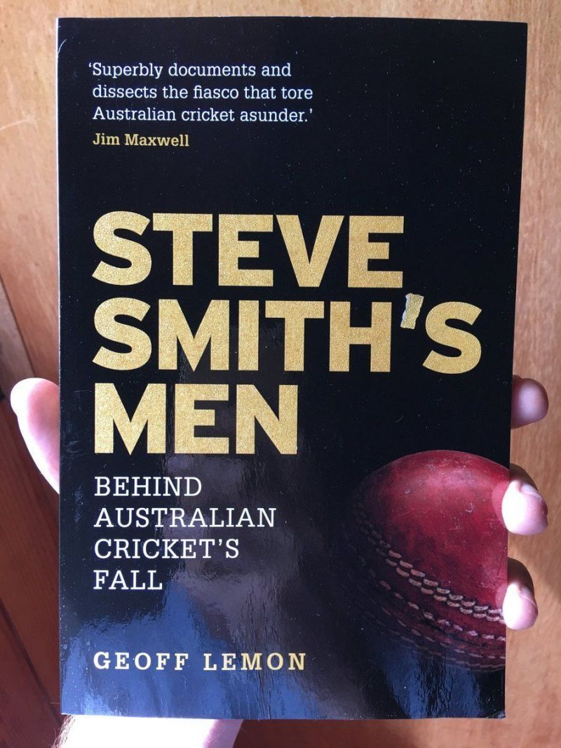 Steve Smith&#039;s Men, titled ingeniously and ironically, in the hands of its very author (Picture courtesy: Geoff Lemon Sport via Twitter)