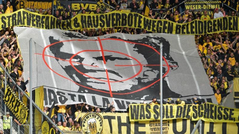 The banner which led to the stadium ban slapped on Dortmund fans