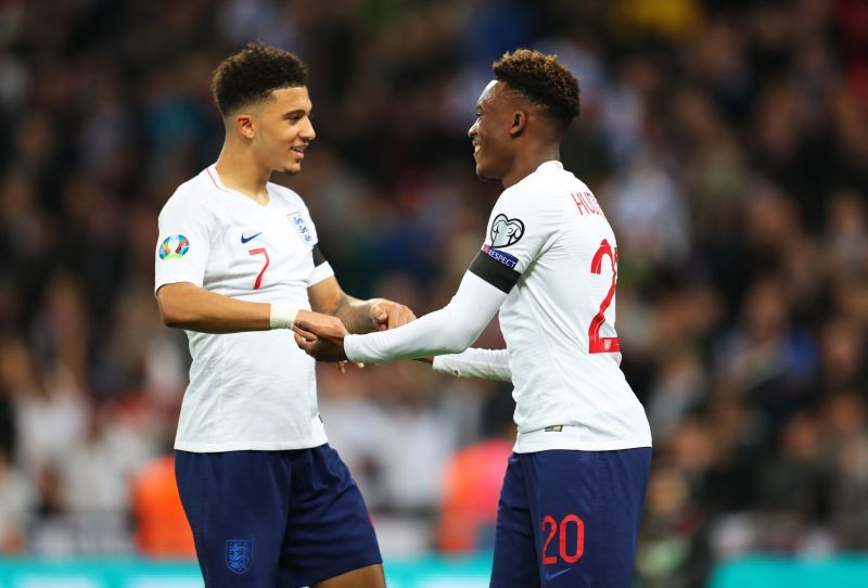 Jadon Sancho with Hudson Odoi