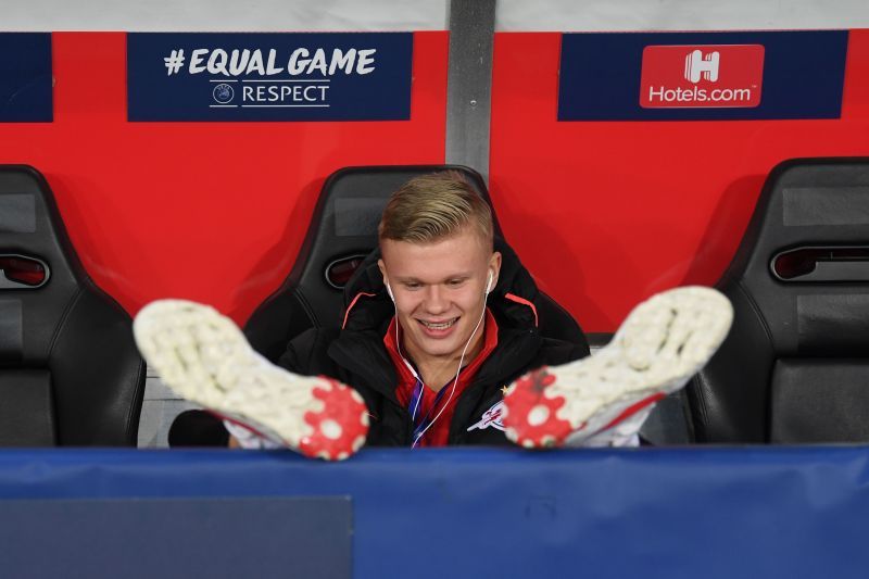 Haaland for RB Salzburg against Liverpool in the UEFA Champions League.