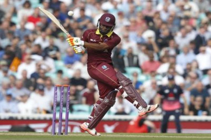 Evin Lewis during his innings of 176 against England at the Oval in 2017