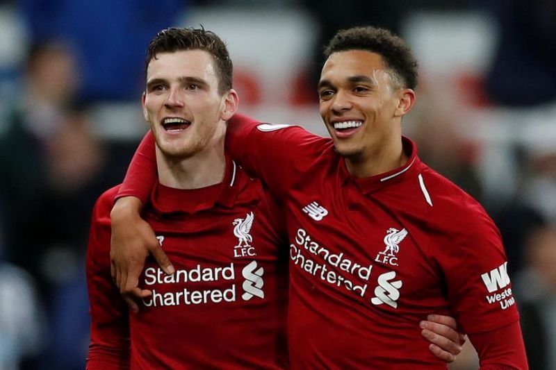 Liverpool full-backs Andy Robertson and Trent Alexander-Arnold.