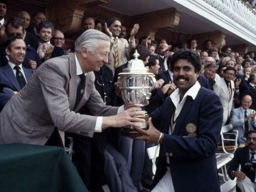 Kapil Dev with the 1983 World Cup