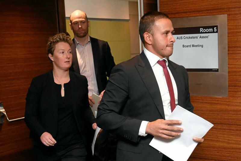 Clea Smith (L) during one of the Cricket Australia board meetings