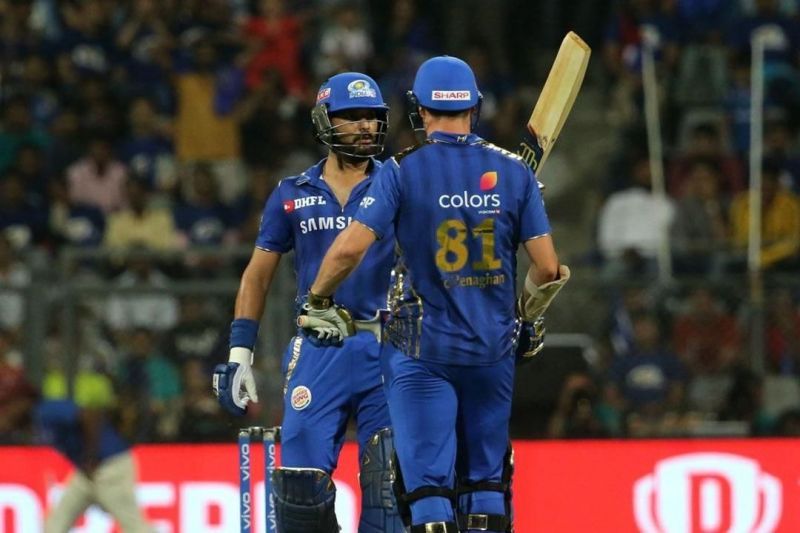 Yuvraj Singh (left) celebrating his half-century against Delhi Capitals with Mitchell McClenaghan