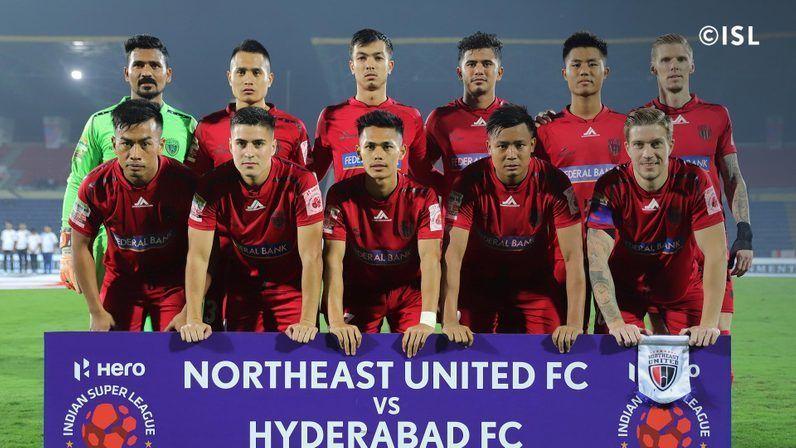 NorthEast United squad lining up ahead of their match (Photo: ISL)