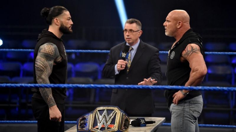 Roman Reigns and Goldberg came face-to-face tonight