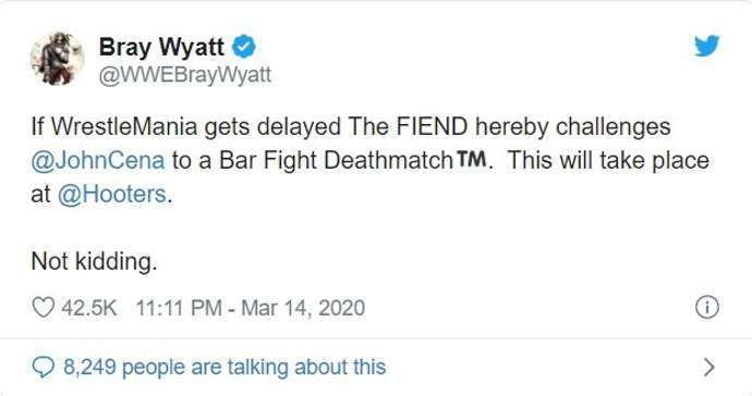 Wyatt has since deleted the tweet