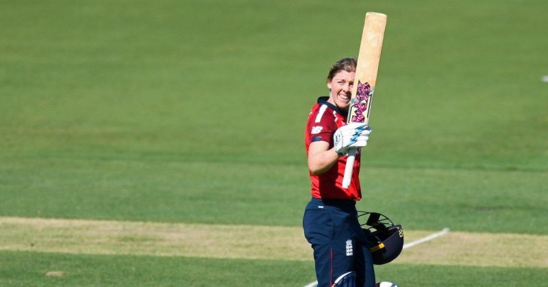 Heather Knight after reaching the century mark against Thailand