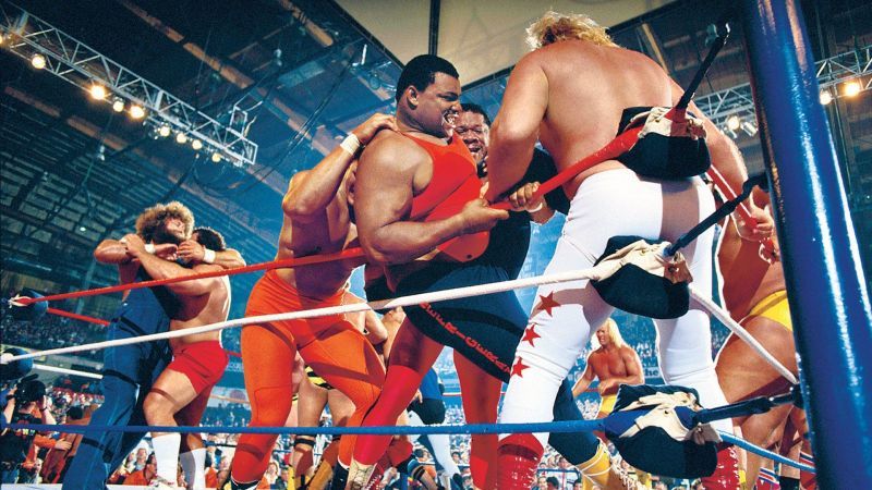 Both WWF and NFL stars went at it in this WrestleMania 2 match