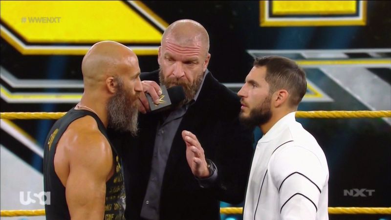 Triple H, with Johnny Gargano and Tommaso Ciampa