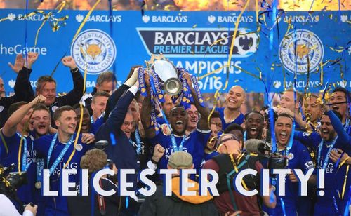 Leicester City lift the Premier League trophy in 2016