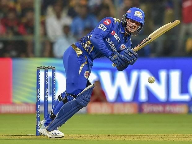 Quinton de Kock playing a wristy flick playing for Mumbai Indians in IPL 2019